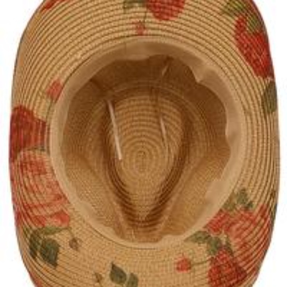 Rose Flower Print Western Cowboy Hat in Tan. main image 2